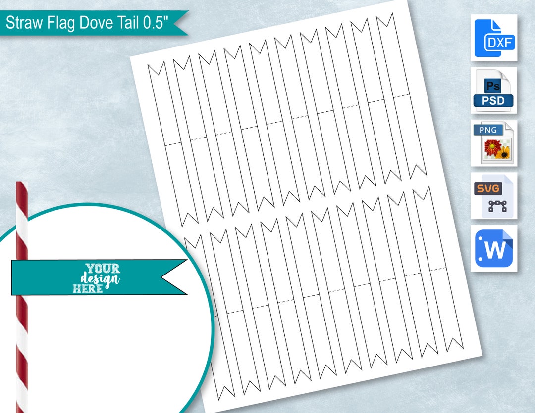 Dovetail Straw Flag Tag Template 0.5 Inches DIY Blank Custom Etsy