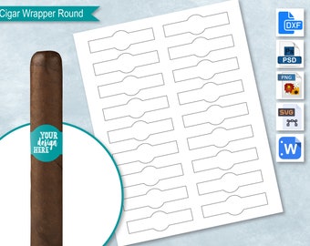 Round Cigar Wrapper, Band, Label, Sticker, Blank Template, DIY Cigar Band Wrapper, Create Your Own Design, PsD, PNG, SvG, DxF, MS Word