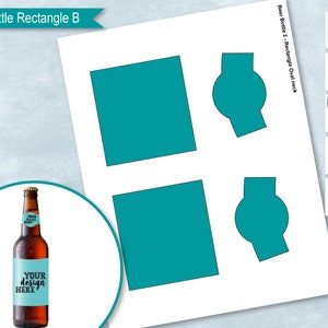 Beer Bottle Rectangle Label Template, Beer Bottle Oval Neck Label Sticker, Design Your Own, PSD, PNG, SVG, Dxf, Microsoft Word Formats
