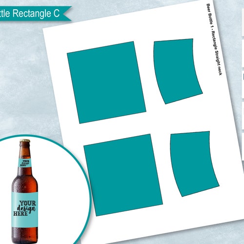 Beer Bottle Rectangle Label Template Beer Bottle Straight Etsy