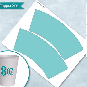 8 Unzen leere Papier Tasse Wrapper Vorlage, Styropor Kaffeetasse Vorlage, erstellen Sie Design Ihr eigenes, PSD, PNG, SVG, Dxf, Microsoft Word Doc Formate