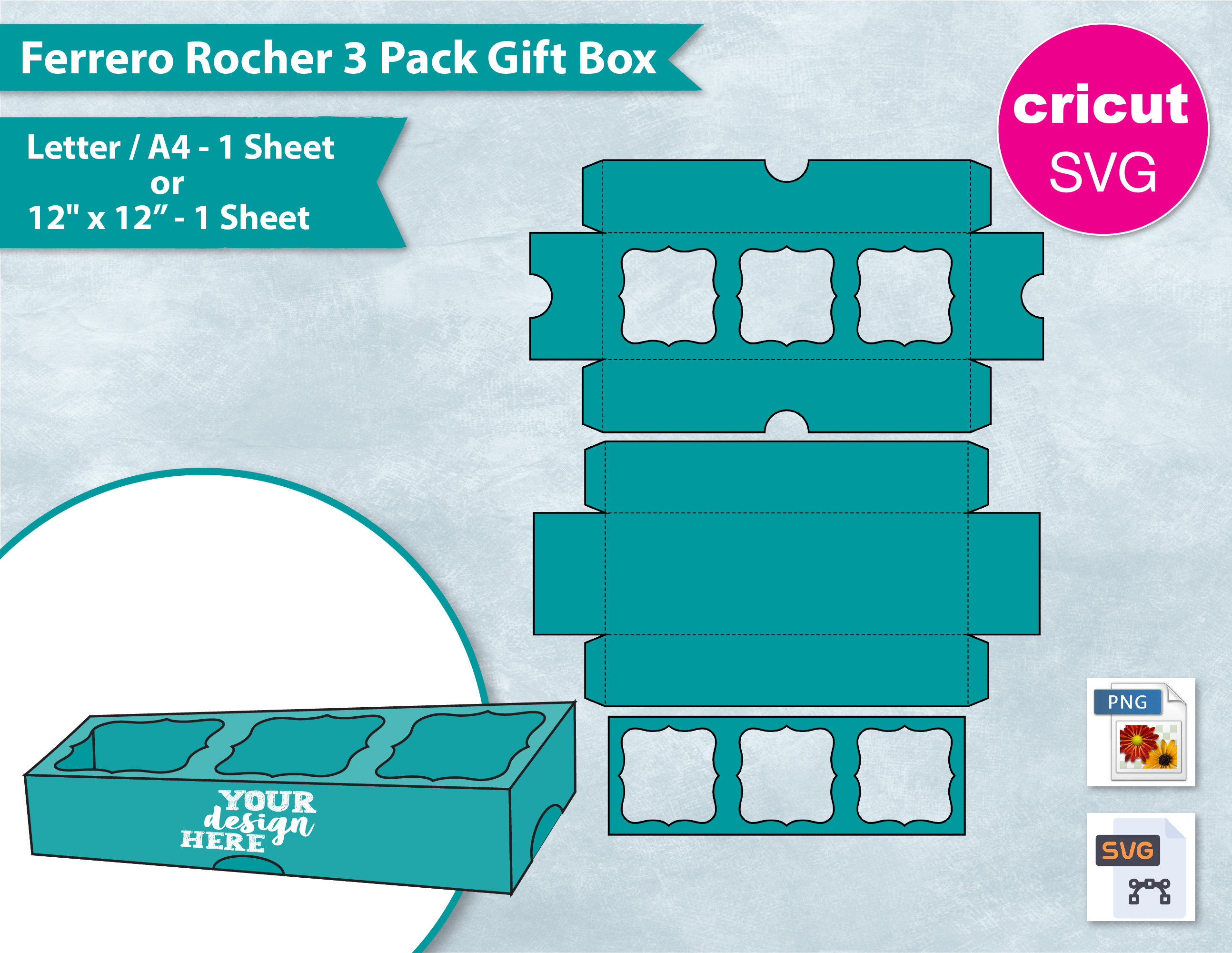 3 Pack Chocolate Gift Box Template 8.5"x11" Sheet, Chocolate Foldable Gift Box Blank , Party Favors, Create Your Own Design, Cricut SVG, PNG