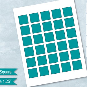 1.25 Inch Square Blank Template, 32 Mm Square Sticker Collage, 1.25 ...