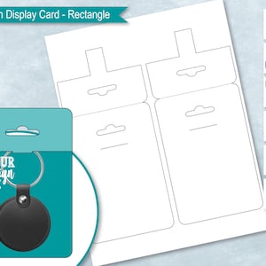 Rectangle Wide Keychain Display Card Blank Template, Sublimation Keyring Holder, Key chain Packaging, DIY,  PsD, PNG, SvG, DxF, EPS, Ms Word