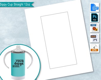 May include: A white and turquoise 12-ounce sippy cup with a clear lid and two handles. The cup has the text "YOUR design HERE" printed on it.