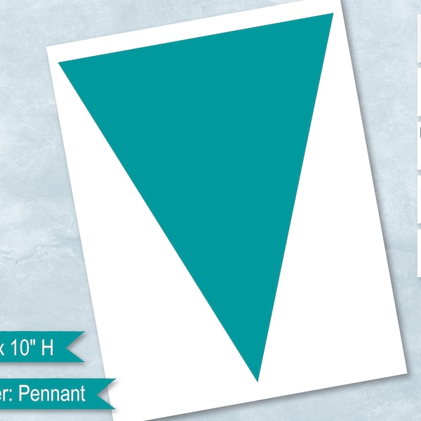 Pennant Banner 8" x 10" Blank Template, Triangle Flag Template Create Design Your Own, PsD, PNG, SVG, Dxf, MS Word Doc Formats