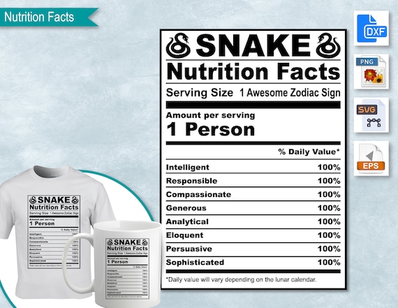 Picture of Snake Chinese Zodiac Nutrition Facts SVG Nutritional Fact - Etsy