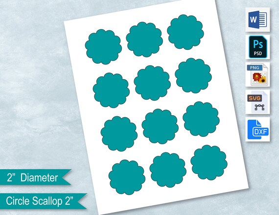 2 Inch Circle Scallop Blank Template 51 Mm Round Scallop | Etsy