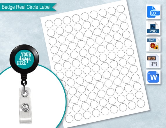 Badge Reel Circle Blank Template Labels, Badge Reel Circular