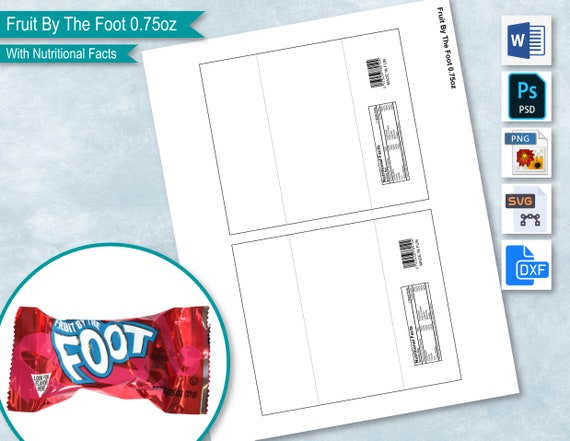 Fruit By The Foot 0 75oz Wrapper Template With Nutritional Etsy
