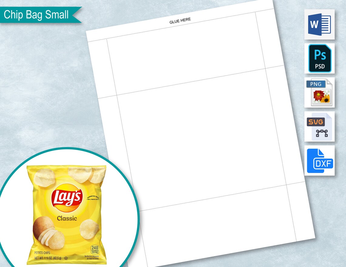 Chip Bag Wrapper Template Chip Bag Printable Favor Bag DIY Etsy