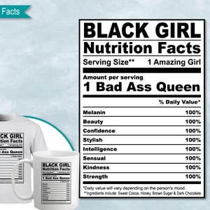 Black Girl Nutrition Facts, Black Girl Lady Female SVG Nutritional Fact Label Template Printable DIY, Eps, PNG, SvG, DxF, Cricut, Silhouette