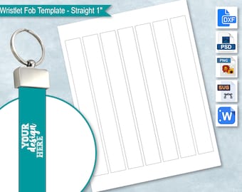 Wristlet Fob 1 Inch Blank Template, Wrist Key Fob Chain, KeyFob Cricut Sublimation SvG Cut File, Purse Fob, DIY Custom Bracelet Fob Template