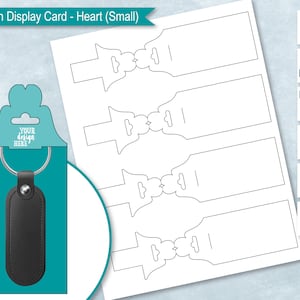 Heart Shaped Keychain Display Card Blank Template, Sublimation Keyring Card Holder, Key chain Packaging, DIY,  PsD, PNG, SvG, DxF, EPS