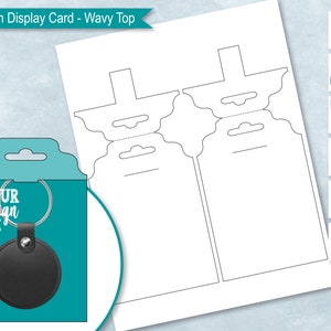 Wavy Top Wide Keychain Display Card Blank Template, Sublimation Keyring Card Holder, Key chain Packaging, DIY,  PsD, PNG, SvG, EPS, Word