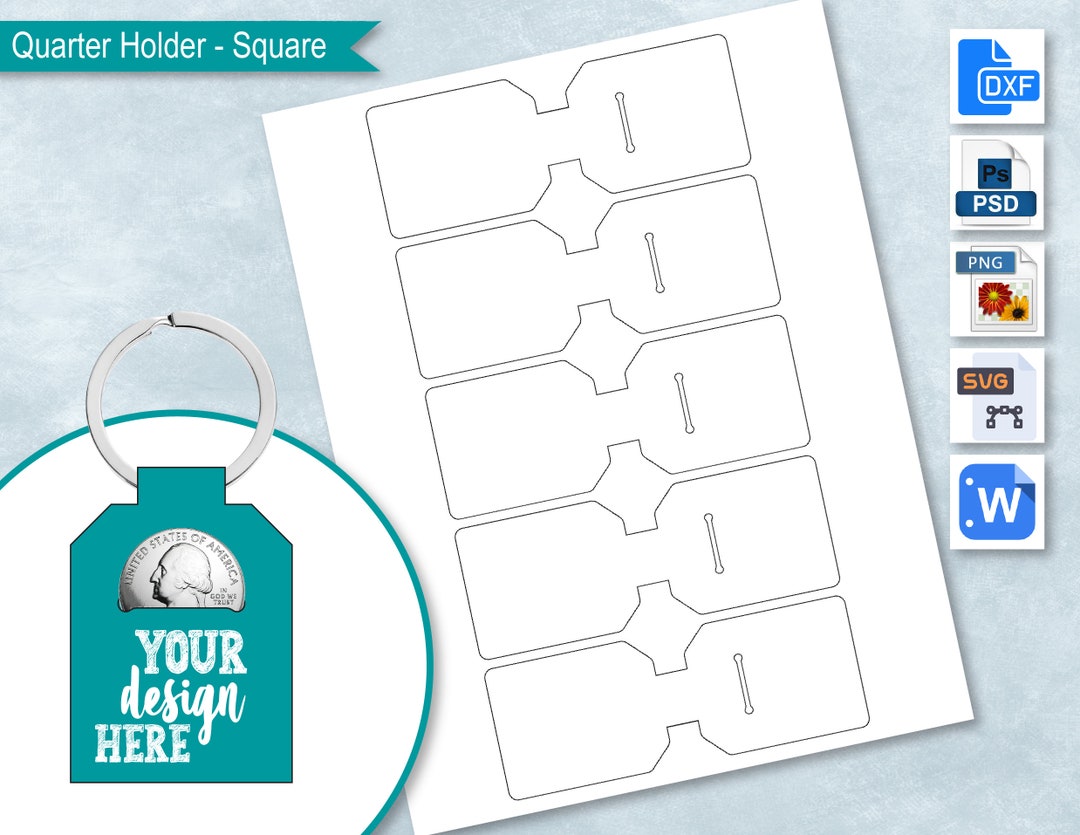 Square Quarter Holder Template, Grocery Coin Holder, Shopping Cart Coin