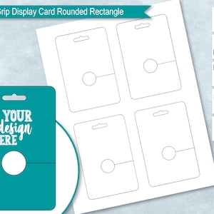 Modelo de embalagem de cartão de exibição de aperto de telefone retangular arredondado, cartão de aperto de telefone em branco DIY, crie seu próprio design, PsD, PnG, SvG, DxF, Word