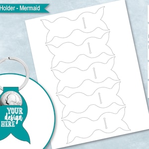 Mermaid Shape Quarter Holder Template, Grocery Coin Holder, Shopping Cart Coin Keychain, Coin Keyring Purse Sublimation, DIY Create Your Own