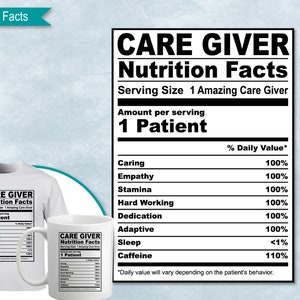 Care Giver Nutrition Facts, SVG Nutritional Fact Label Template, Printable, DIY, Eps, PNG, SvG, DxF, Cricut, Silhouette