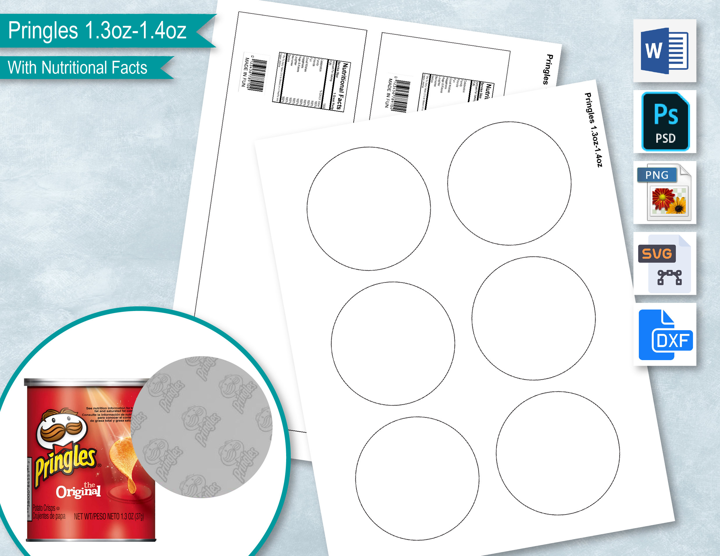 Pringles 1.3oz 37g Topper Template with Nutritional Facts Etsy