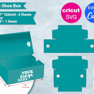 Plantilla en blanco de caja de zapatos de 6 pulgadas, caja de zapatillas de 6" sin pegamento, hoja de 11"x 17", caja de favor de bricolaje, caja de regalo personalizada, archivo de corte Cricut SVG, Canva SVG, Png