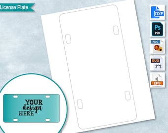 License Plate Blank Template, Sublimation Number Plate Label, Personalize Your Own Plate, Customize License Plate, PsD, PNG, SvG, DxF, Word