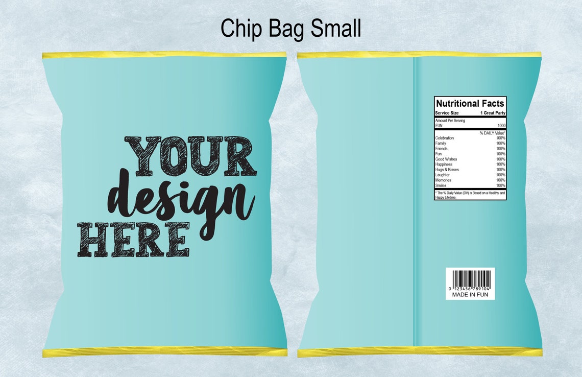 Chip Bag Wrapper Template with Nutritional Facts Chip bag | Etsy