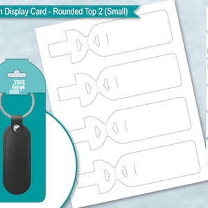 Modelo em branco de cartão de exibição de chaveiro arredondado superior 2, porta-chaves de sublimação, embalagem de chaveiro, DIY, PsD, PNG, SvG, DxF, EPS