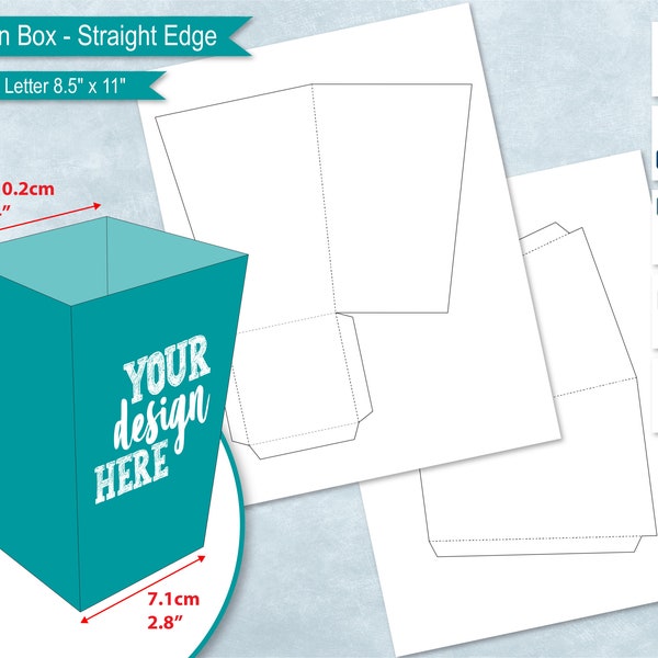 Popcorn Box Template 8.5 « x11 » Feuilles, Chip Box, Party Snack Foldable Favor Box, DIY, Cricut, Canva, Imprimable, Sublimation SvG, PsD, PNG