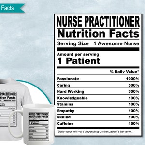 Nurse Practitioner Nutrition Facts, Svg Nutritional Fact Label Template, Printable, DIY, Eps, PNG, SvG, DxF, Cricut, Silhouette