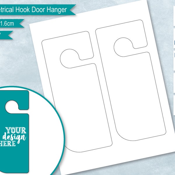 Asymmetrical Hook Door Hanger Template, DIY Blank Label Door Sign, Realtor Blank Label, PsD, PNG, SvG, DxF, Word Formats