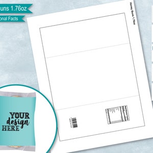 Honey Bun 1.76oz 50g Wrapper Template with Nutritional Facts, Sticker Label, Create Your Own Design, PsD, PNG, SvG, DxF, MS Word Doc Formats