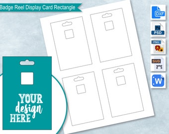 Badge Reel Display Card Blank Template Labels, Badge Reel Card Holder, DIY Create Your Own Design, PsD, PNG, SvG, DxF, MS Word
