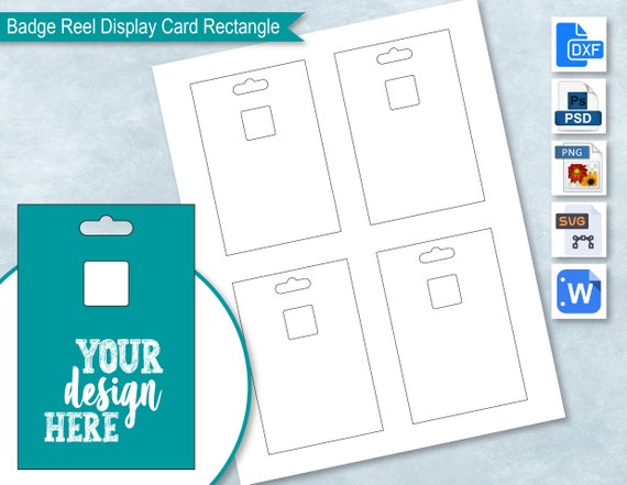 Badge Reel Display Card Blank Template Labels, Badge Reel Card Holder, DIY  Create Your Own Design, Psd, PNG, Svg, Dxf, MS Word 