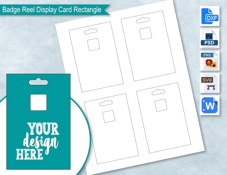 Badge Reel Display Card Blank Template Labels Badge Reel Card - Etsy