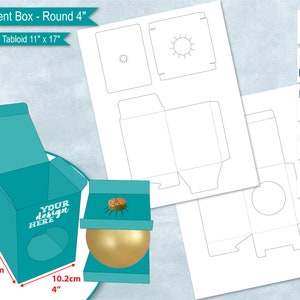 4" Round Ornament Box with Window Template, 11"x17" Sheet, 4 Inch Bauble Gift Box, Printable, DIY, Canva, Cricut, Sublimation SVG, PnG, PsD