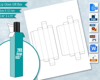 Lip Gloss Gift Box Blank Template, Lip Gloss Foldable Box, Lip Gloss Packaging, Customize Your Own Design, PsD, PNG, SvG, DxF, EPS, MS Word