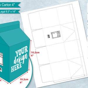 Modèle de boîte-cadeau en carton de lait de 4 po avec valeur nutritive, feuille de 8,5 po x 14 po, boîte de lait de 10 cm, boîte de friandises bricolage, Cricut, fichier de coupe par sublimation SVG