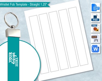 Wristlet Fob 1.25 Inch Blank Template, Wrist Key Fob Chain, KeyFob Cricut Sublimation SvG Cut File, Purse Fob, DIY Custom Bracelet Fob