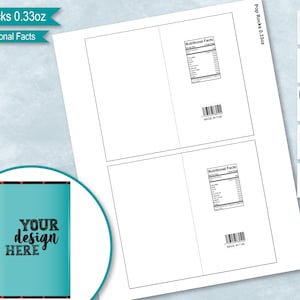 May include: A printable template for a Pop Rocks candy wrapper. The template includes a space for a design and a nutritional facts label. The text "Pop Rocks 0.33oz" and "With Nutritional Facts" is at the top of the template. The text "MADE IN FUN" is at the bottom of the template.