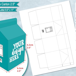 2.5" Milk Carton Gift Box Template with Nutritional Fact, 8.5"x11" Sheet, 6.3 cm Milk Box, DIY Treat Box, Cricut, Sublimation Cut File SVG