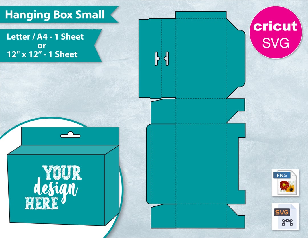 Hanging Box Small Blank Template 8.5x11 Sheet, Foldable Gift Box Blank