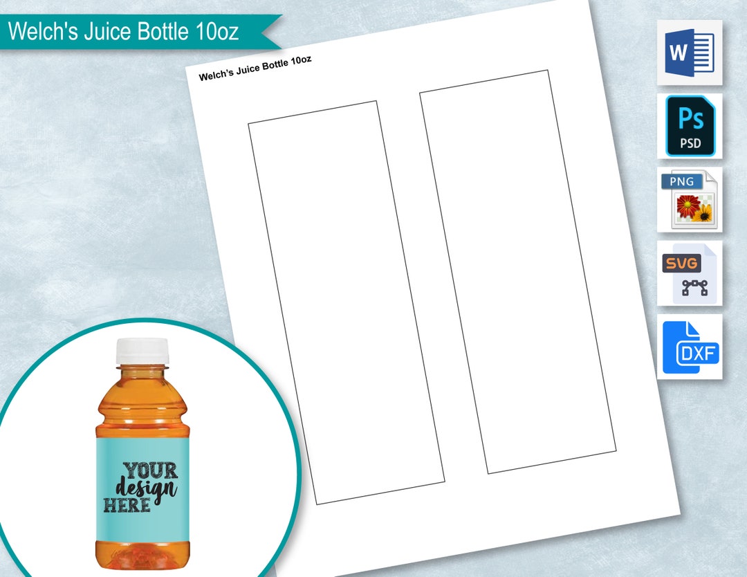 Juice Bottle 10oz 296ml Wrapper Template, Drink Bottle Sticker Label ...