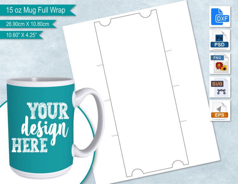 15 Oz Full Mug Blank Wrap Template 15oz Coffee Mug Wrapper Etsy