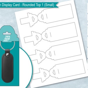 Rounded Top 1 Keychain Display Card Blank Template, Sublimation Keyring Card Holder, Key chain Packaging, DIY,  PsD, PNG, SvG, DxF, EPS