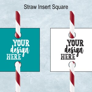 Square Straw Tag Insert Template, DIY Blank Custom Straw Tag ...