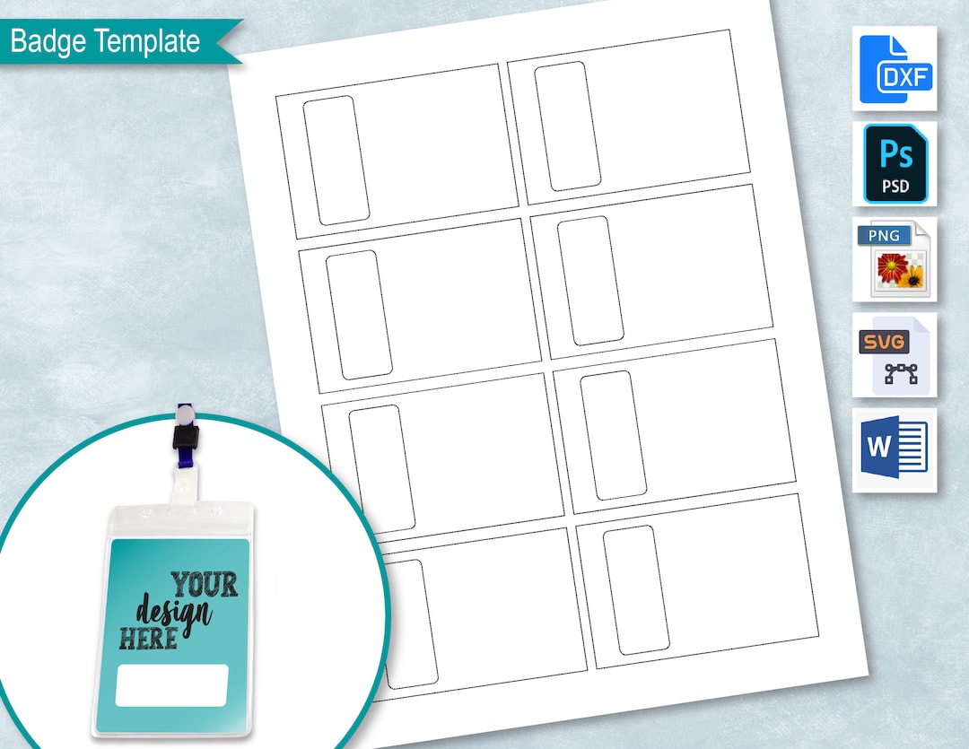 Badge Holder Insert Blank Template, Name Badge Label, Personalize Your
