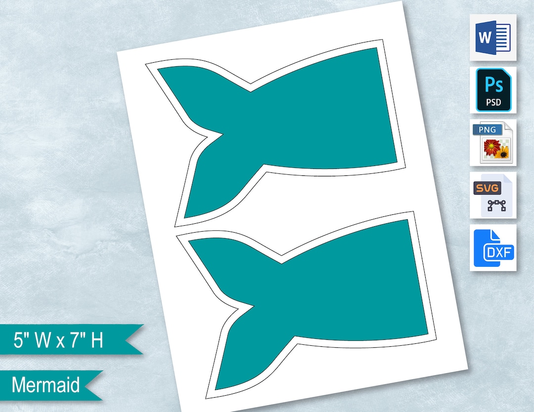 Mermaid Tail 5" X 7" Banner Blank Template, Mermaid Tail Flag, Create Design Your Own, Psd, PNG ...