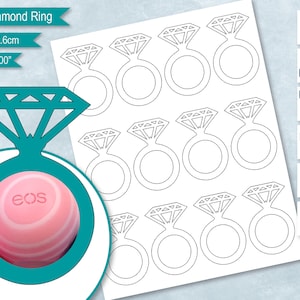EOS リング カードの空白テンプレート、昇華リップ バーム ホルダー、独自のデザインのカスタマイズ、Eos ギフト カード ホルダー、PsD、PNG、SvG、DxF、MS Word Doc