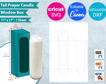 2.5" Tall Candle Window Gift Box Template, 11"x17" Sheet, Candle Box, DIY Gift Party Favor Box, Canva, Cricut, Silhouette, Cut File SVG, PNG